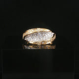 14k Yellow and White Gold 0.25cttw Pave Diamond Fancy Band Ring Size 7