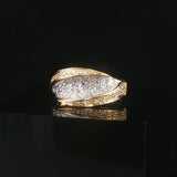 14k Yellow and White Gold 0.25cttw Pave Diamond Fancy Band Ring Size 7