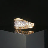 14k Yellow and White Gold 0.25cttw Pave Diamond Fancy Band Ring Size 7