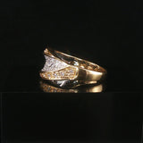 14k Yellow and White Gold 0.25cttw Pave Diamond Fancy Band Ring Size 7