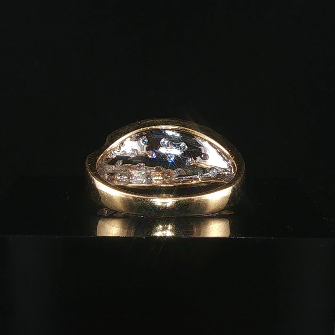 14k Yellow and White Gold 0.25cttw Pave Diamond Fancy Band Ring Size 7