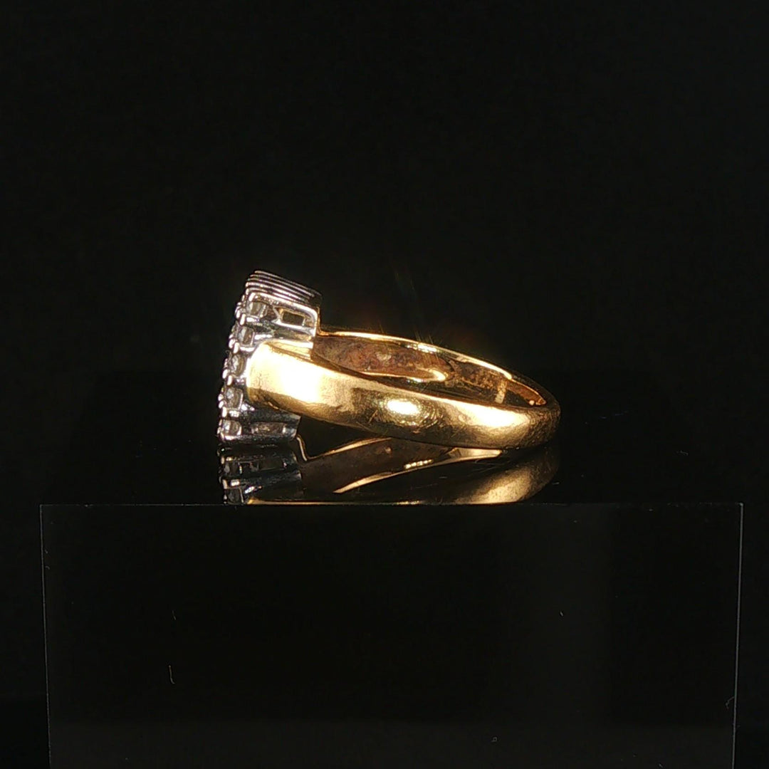 18k Yellow and White Gold 0.75cttw Pave Cluster Diamond Vintage Ring Size 5.5