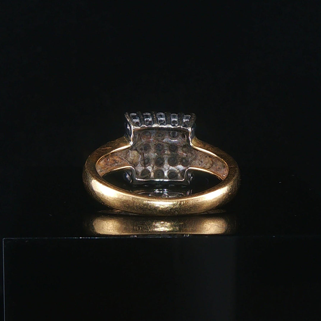 18k Yellow and White Gold 0.75cttw Pave Cluster Diamond Vintage Ring Size 5.5