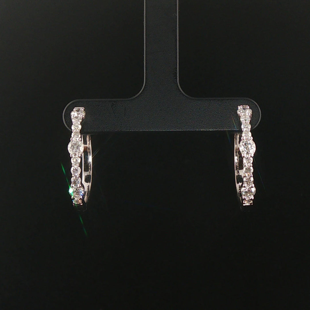 14k White Gold and 1cttw Diamond Hoop Earrings