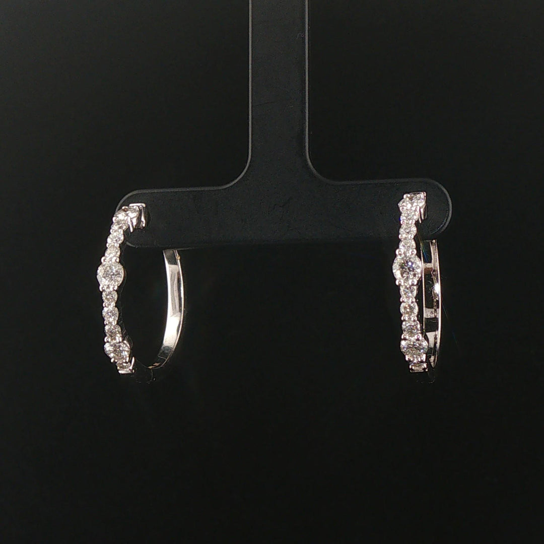 14k White Gold and 1cttw Diamond Hoop Earrings