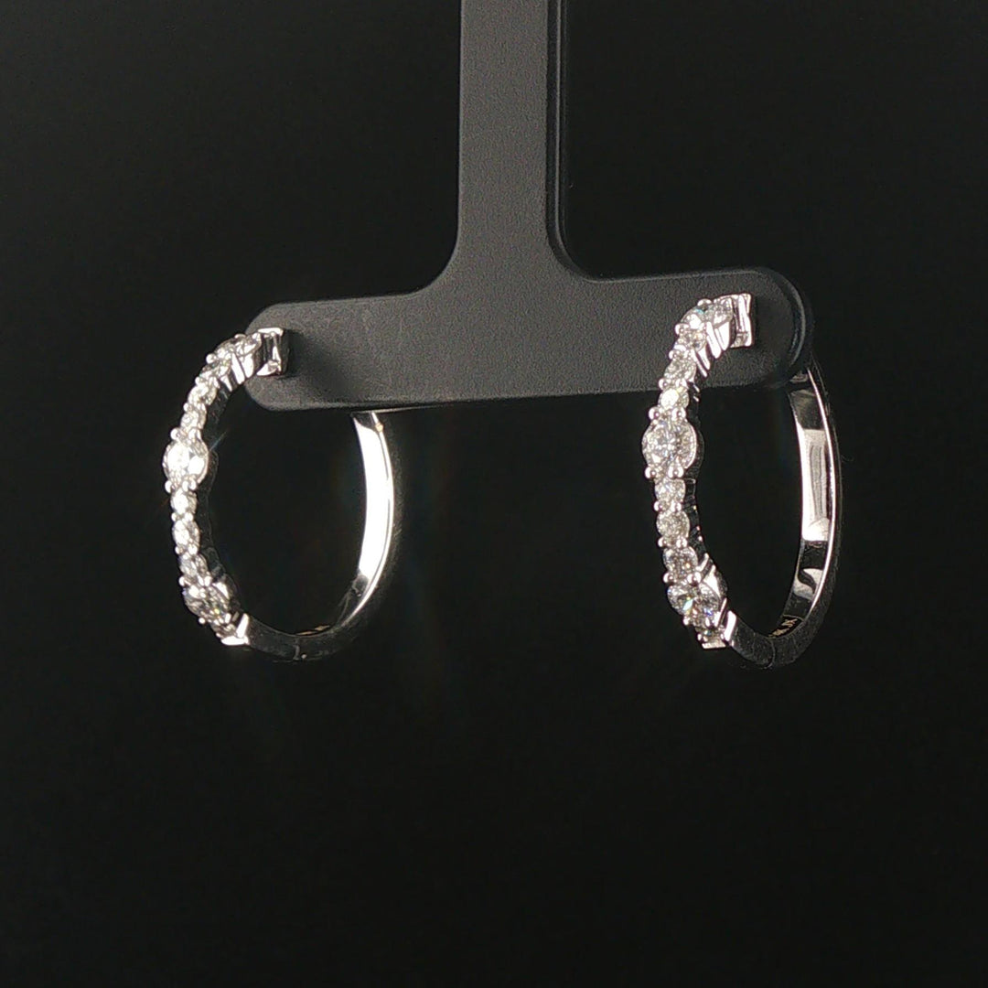 14k White Gold and 1cttw Diamond Hoop Earrings