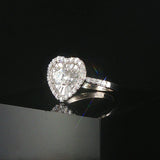 14k White Gold and 1cttw Diamond Heart Halo Ring Size 5.5