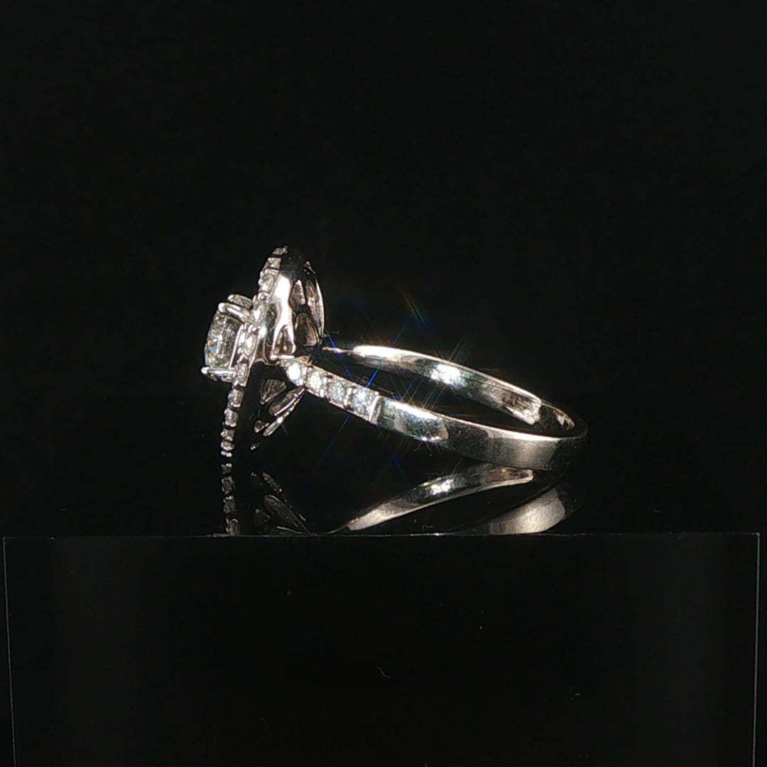 14k White Gold and 1cttw Diamond Heart Halo Ring Size 5.5