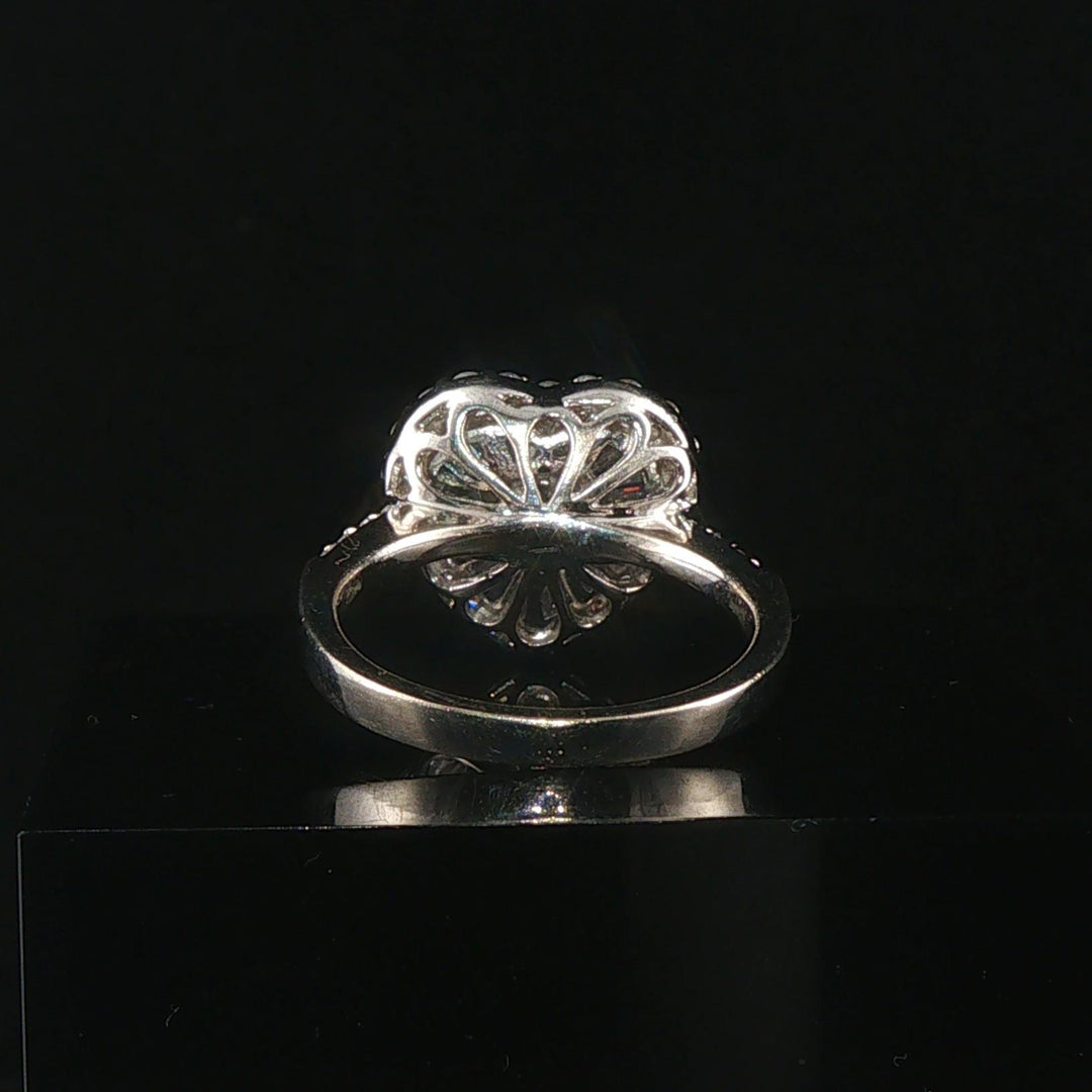 14k White Gold and 1cttw Diamond Heart Halo Ring Size 5.5