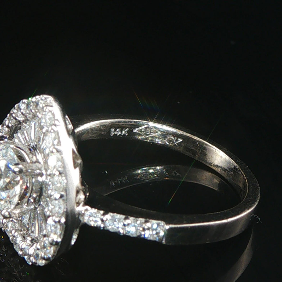14k White Gold and 1cttw Diamond Heart Halo Ring Size 5.5