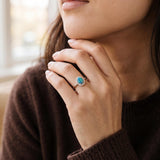 14k White Gold Cabochon Opal and Diamond Halo Ring Size 10