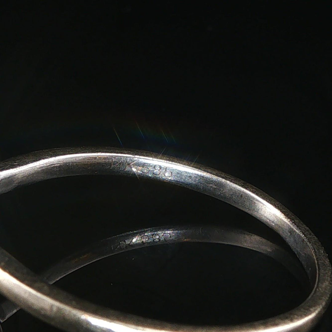14k White Gold Cabochon Opal and Diamond Halo Ring Size 10