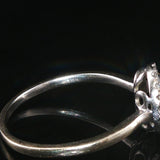 14k White Gold Cabochon Opal and Diamond Halo Ring Size 10