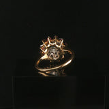 14k Yellow Gold Ruby and Diamond Ladies Vintage Cluster Ring Size 6.5