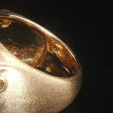 18k Yellow Gold and Diamond Solid Heavy Vintage Bombe Scroll Ring Size 7