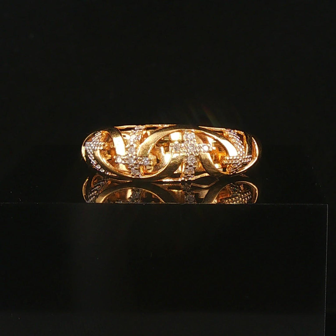 18k Yellow Gold and Diamond Vintage Cross Band Ring Size 10