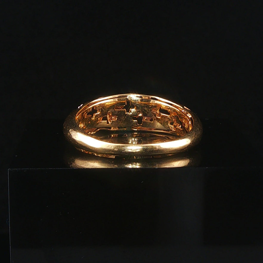 18k Yellow Gold and Diamond Vintage Cross Band Ring Size 10