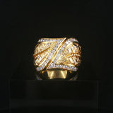 18k Yellow Gold and 1cttw Diamond Solid Heavy Vintage Ring Italy Size 6