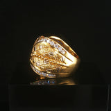 18k Yellow Gold and 1cttw Diamond Solid Heavy Vintage Ring Italy Size 6