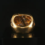 18k Yellow Gold and 1cttw Diamond Solid Heavy Vintage Ring Italy Size 6
