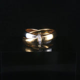 18k Yellow and White Gold and Diamond Milor Crossover Bands Ring Size 6.5