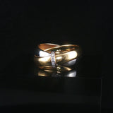 18k Yellow and White Gold and Diamond Milor Crossover Bands Ring Size 6.5