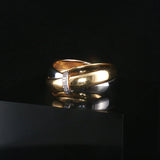 18k Yellow and White Gold and Diamond Milor Crossover Bands Ring Size 6.5