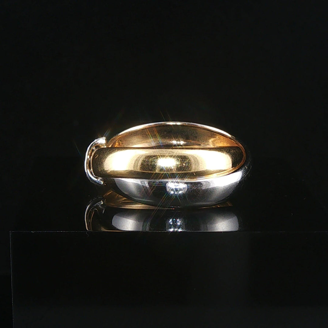 18k Yellow and White Gold and Diamond Milor Crossover Bands Ring Size 6.5