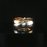 18k Yellow and White Gold and Diamond Milor Crossover Bands Ring Size 6.5