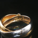 18k Yellow and White Gold and Diamond Milor Crossover Bands Ring Size 6.5