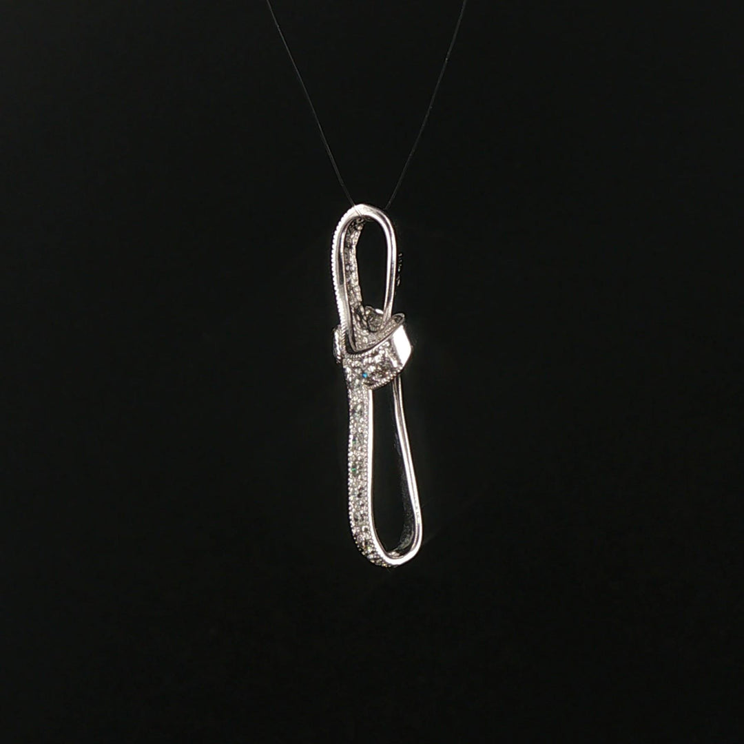 14k White Gold and 0.30cttw Diamond Fancy Vintage Cross Pendant 1.25"