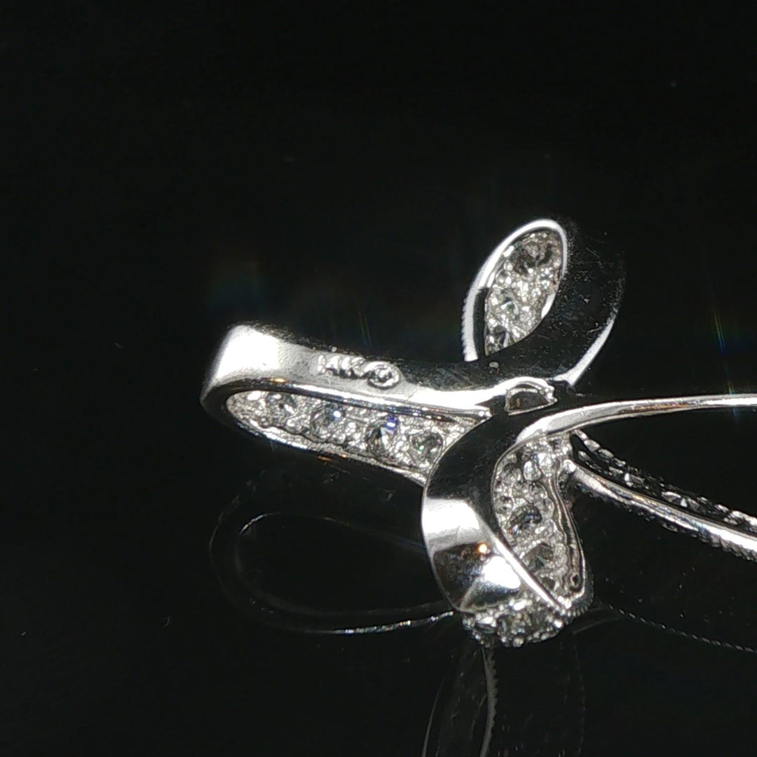 14k White Gold and 0.30cttw Diamond Fancy Vintage Cross Pendant 1.25"