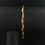 14k Yellow Gold and Diamond Ladies Curved Bar Link Bracelet 7.25"