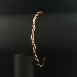 14k Yellow Gold and Diamond Ladies Curved Bar Link Bracelet 7.25"