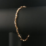 14k Yellow Gold and Diamond Ladies Curved Bar Link Bracelet 7.25"