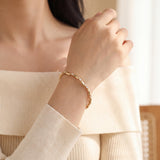 14k Yellow Gold and Diamond Ladies Curved Bar Link Bracelet 7.25"