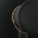 14k Yellow Gold and Diamond Ladies Curved Bar Link Bracelet 7.25"