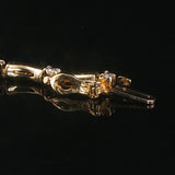 14k Yellow Gold and Diamond Ladies Curved Bar Link Bracelet 7.25"