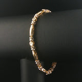 14k Yellow and White Gold 0.50cttw Bezel Set Diamond Bar Link Bracelet 7"