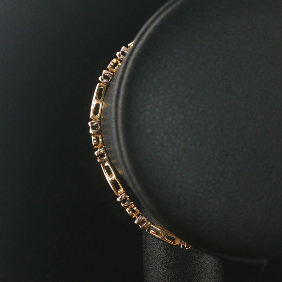 14k Yellow and White Gold 0.50cttw Bezel Set Diamond Bar Link Bracelet 7"