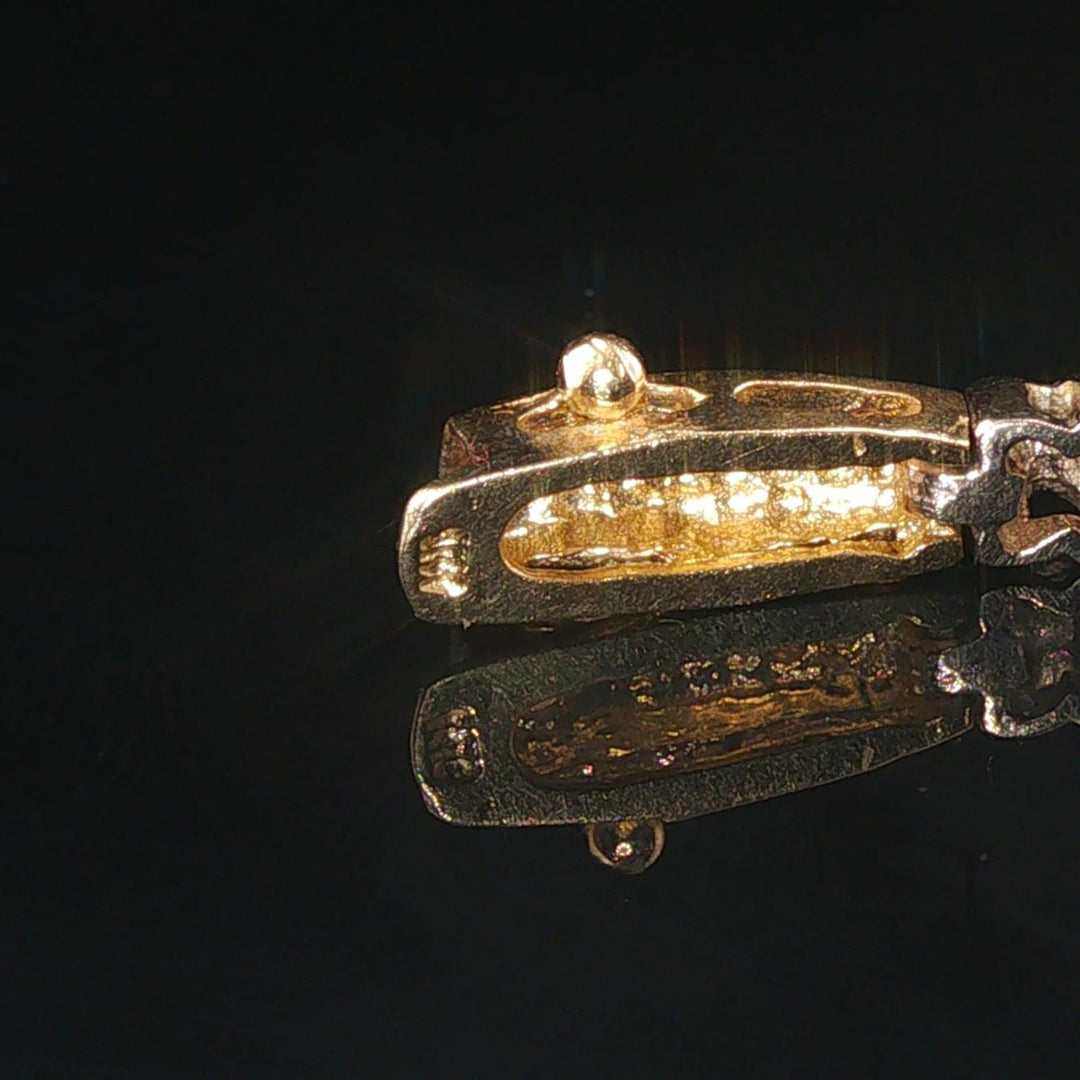 14k Yellow and White Gold 0.50cttw Bezel Set Diamond Bar Link Bracelet 7"