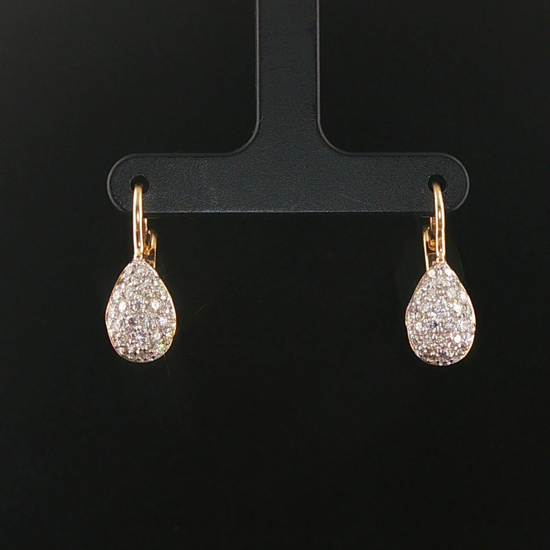 Sonia B 14k Yellow Gold and 1cttw Pave Diamond Tear Drop Earrings