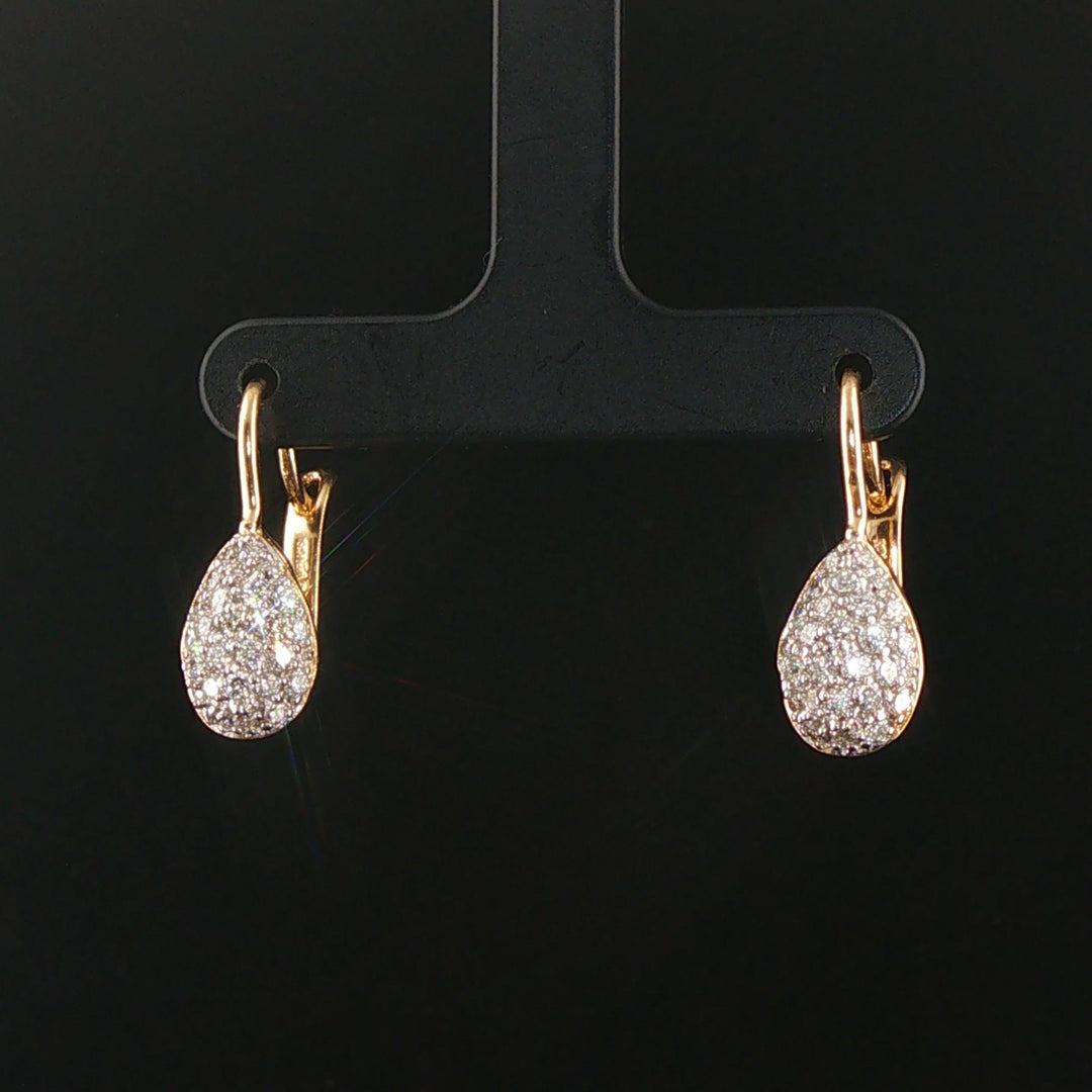 Sonia B 14k Yellow Gold and 1cttw Pave Diamond Tear Drop Earrings