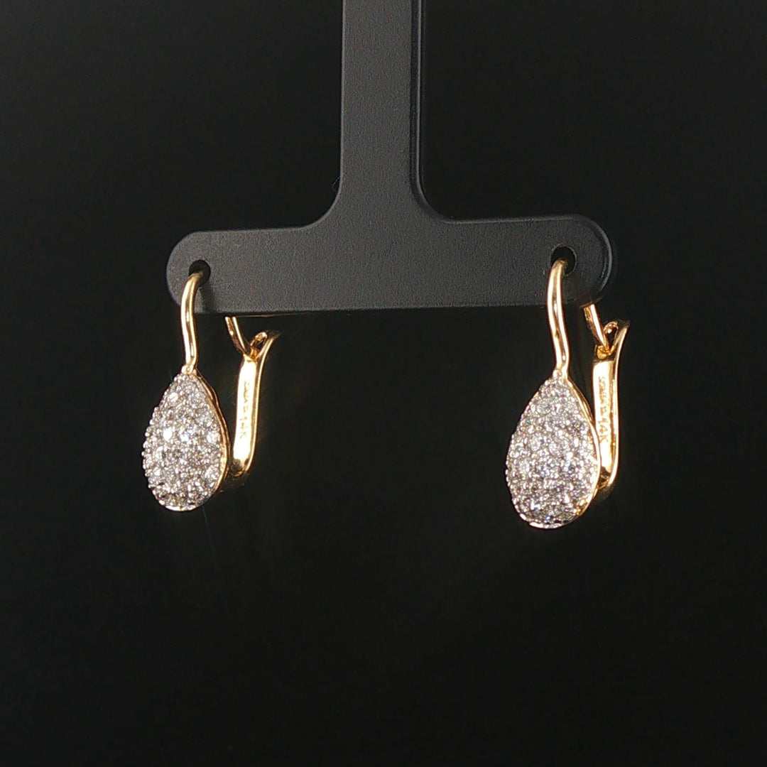 Sonia B 14k Yellow Gold and 1cttw Pave Diamond Tear Drop Earrings