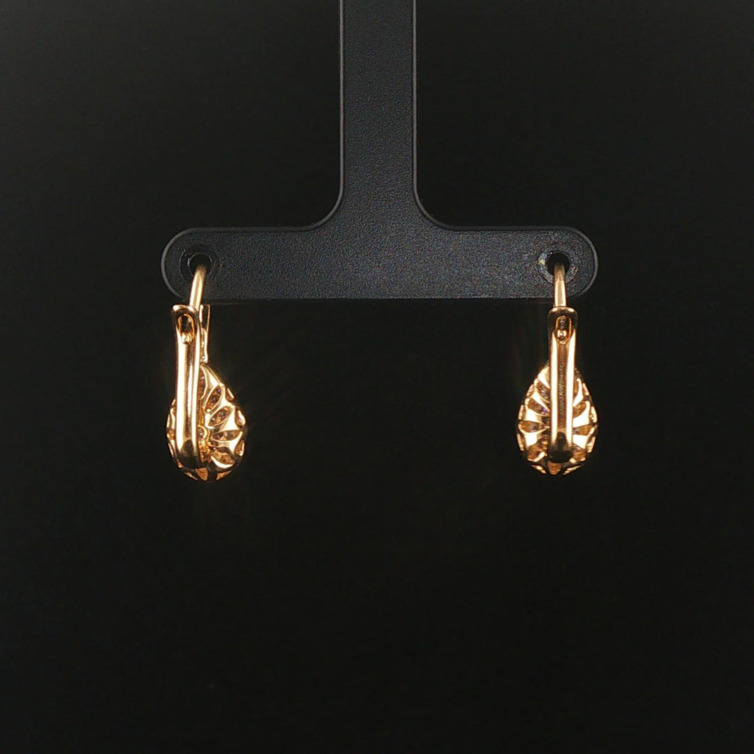Sonia B 14k Yellow Gold and 1cttw Pave Diamond Tear Drop Earrings