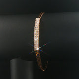 14k Yellow Gold and 2cttw Diamond Bar Herringbone Link Bracelet 7"