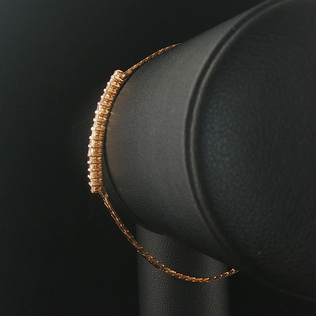 14k Yellow Gold and 2cttw Diamond Bar Herringbone Link Bracelet 7"