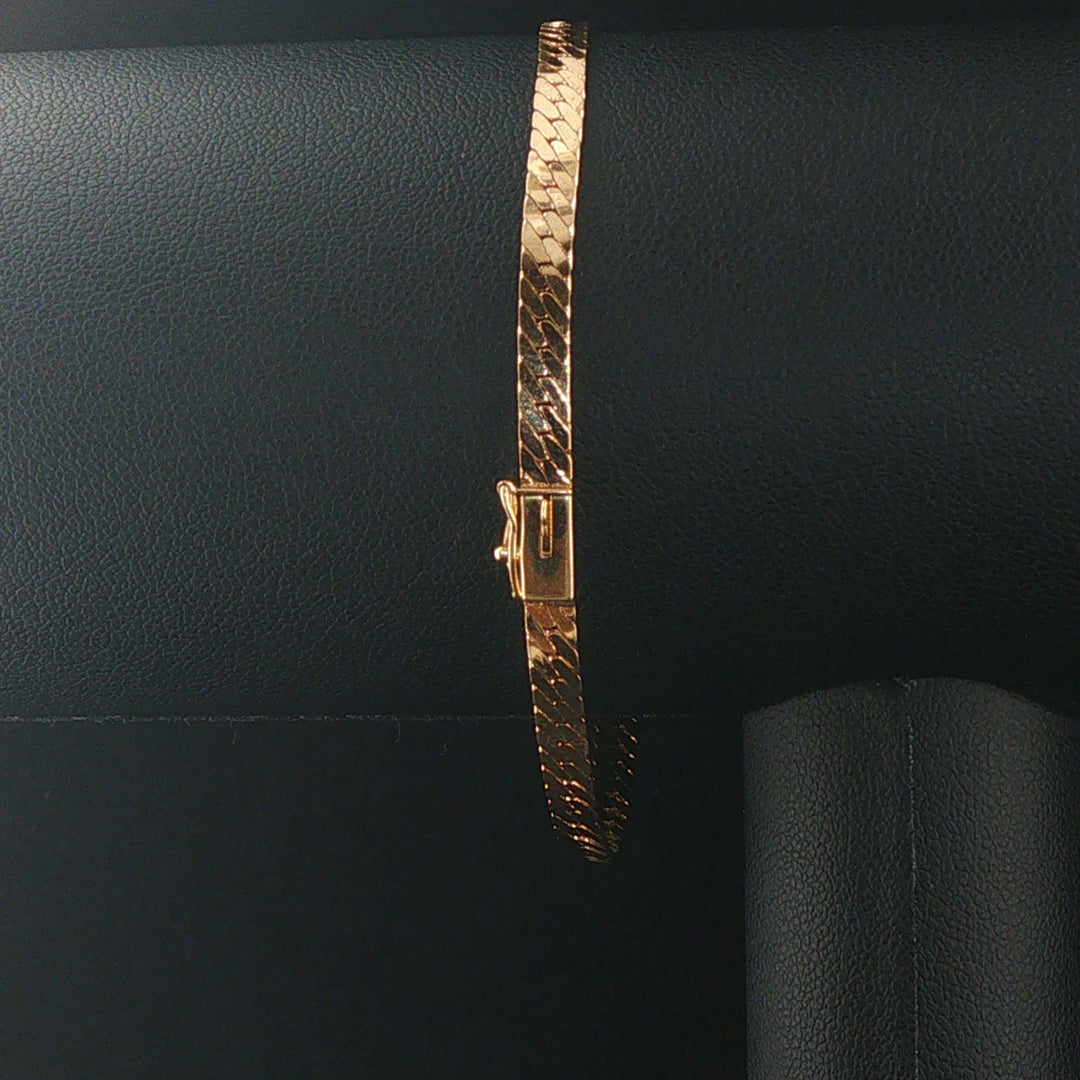 14k Yellow Gold and 2cttw Diamond Bar Herringbone Link Bracelet 7"