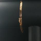 14k Yellow Gold and 2cttw Diamond Bar Herringbone Link Bracelet 7"