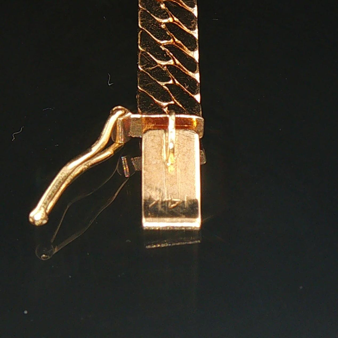 14k Yellow Gold and 2cttw Diamond Bar Herringbone Link Bracelet 7"